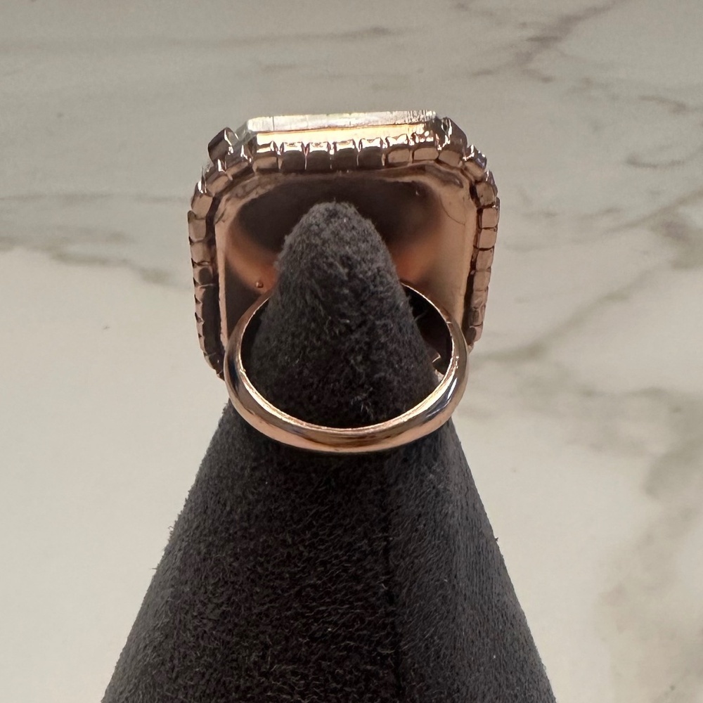 REBEKAH PRICE - Statement Square Crystal Ring in Rose Gold Plated Square Ring - Picture 5 of 12